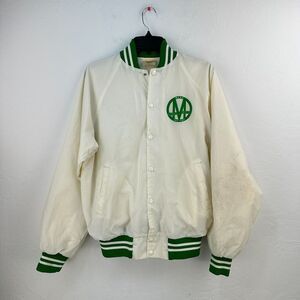 Vtg Auburn Sportswear Nylon Jacket Men M White Green Circle Of Safety Mesa Award